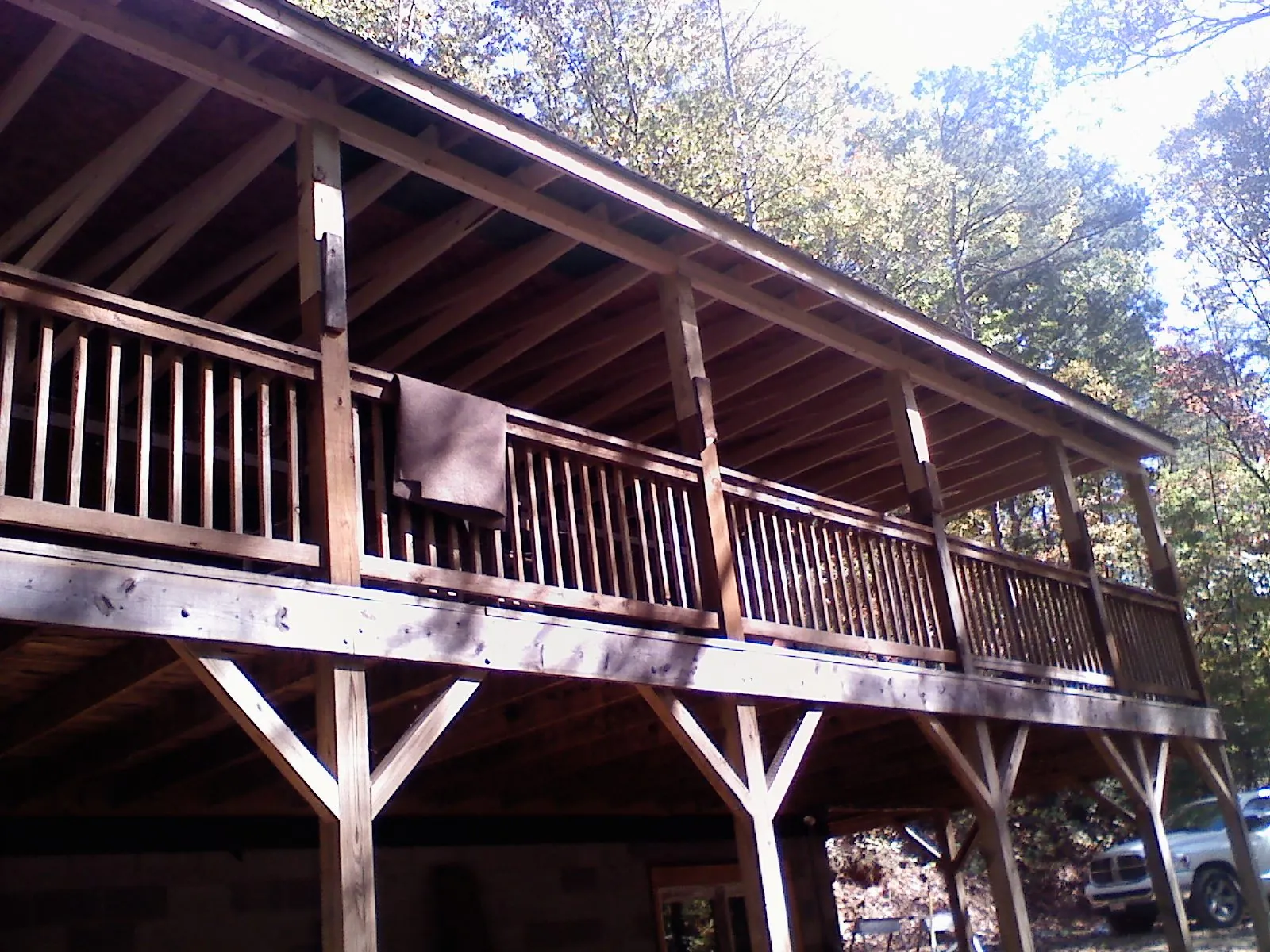 Timber framing under a new elevated porch and deck in Fleming Island